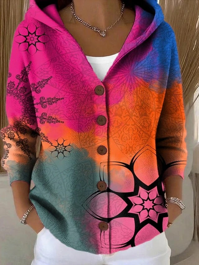 Paloma · Cardigan in maglia stampato con cappuccio