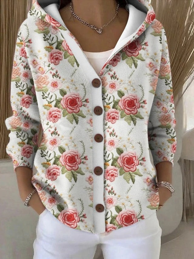 Paloma · Cardigan in maglia stampato con cappuccio