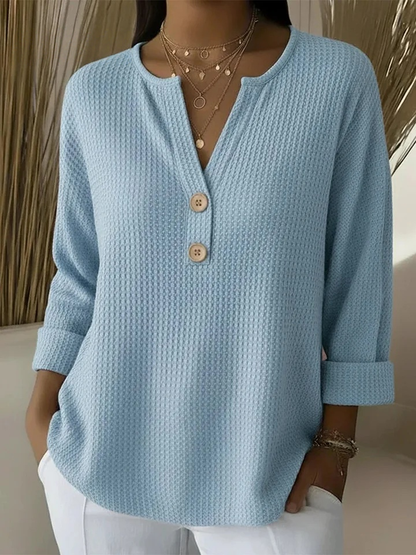 Lucía · Maglia Henley goffrata con bottoni