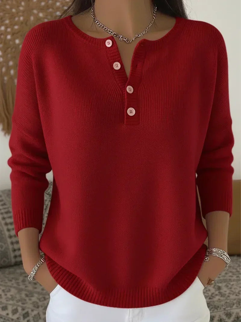 Helena · Maglia in filato con bottoni Henley