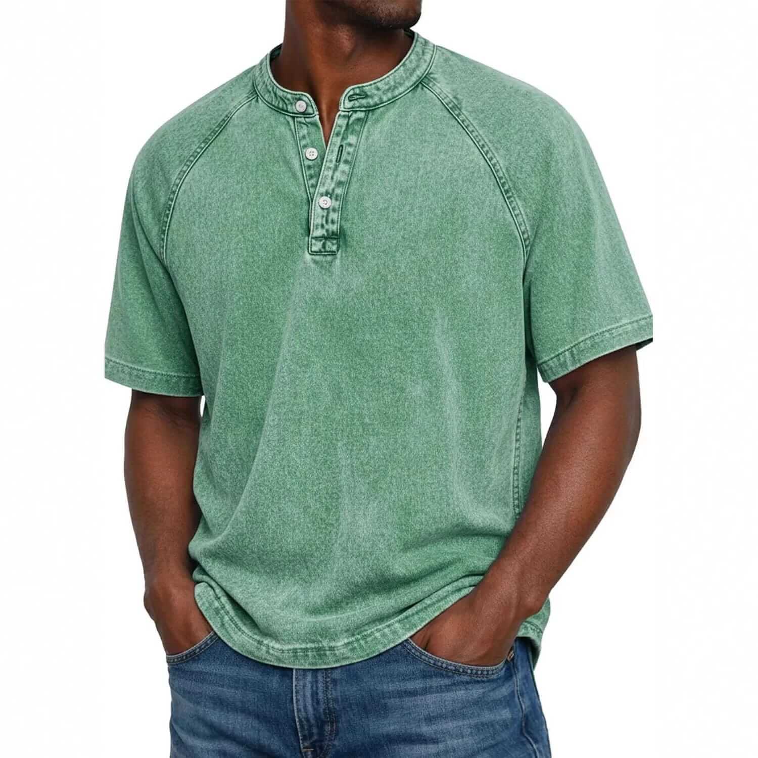 Marino · maglia serafino da uomo in cotone lavato, colore Verde Menta