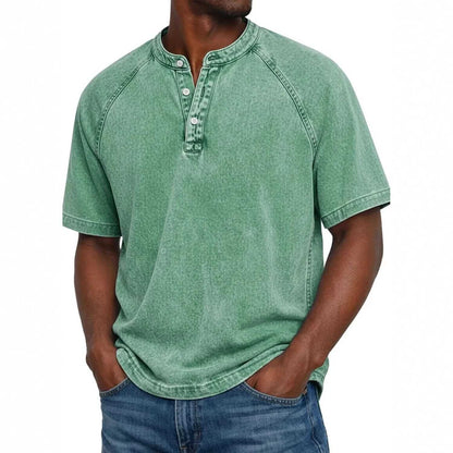 Marino · maglia serafino da uomo in cotone lavato, colore Verde Menta