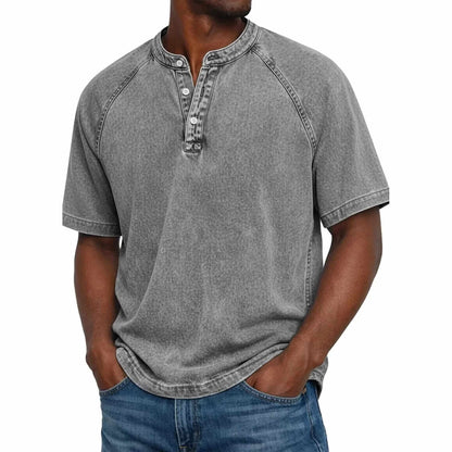 Marino · maglia serafino da uomo in cotone lavato, colore Grigio Nebbia