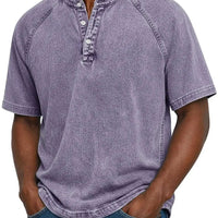 Marino · Maglia serafino in cotone lavato — Colore Viola Glicine