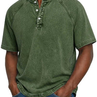Marino · Maglia serafino in cotone lavato — Colore Verde Bosco