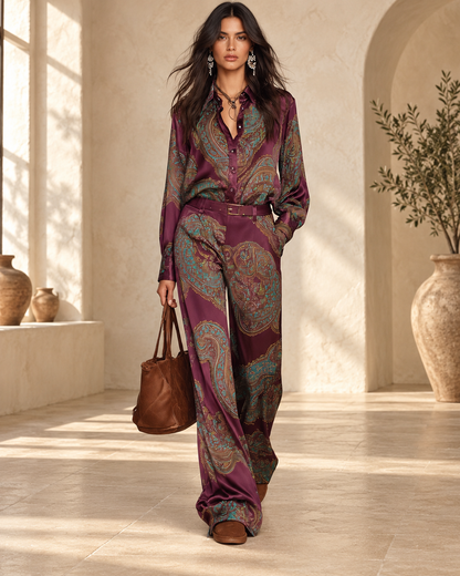 Completo satin paisley bordeaux