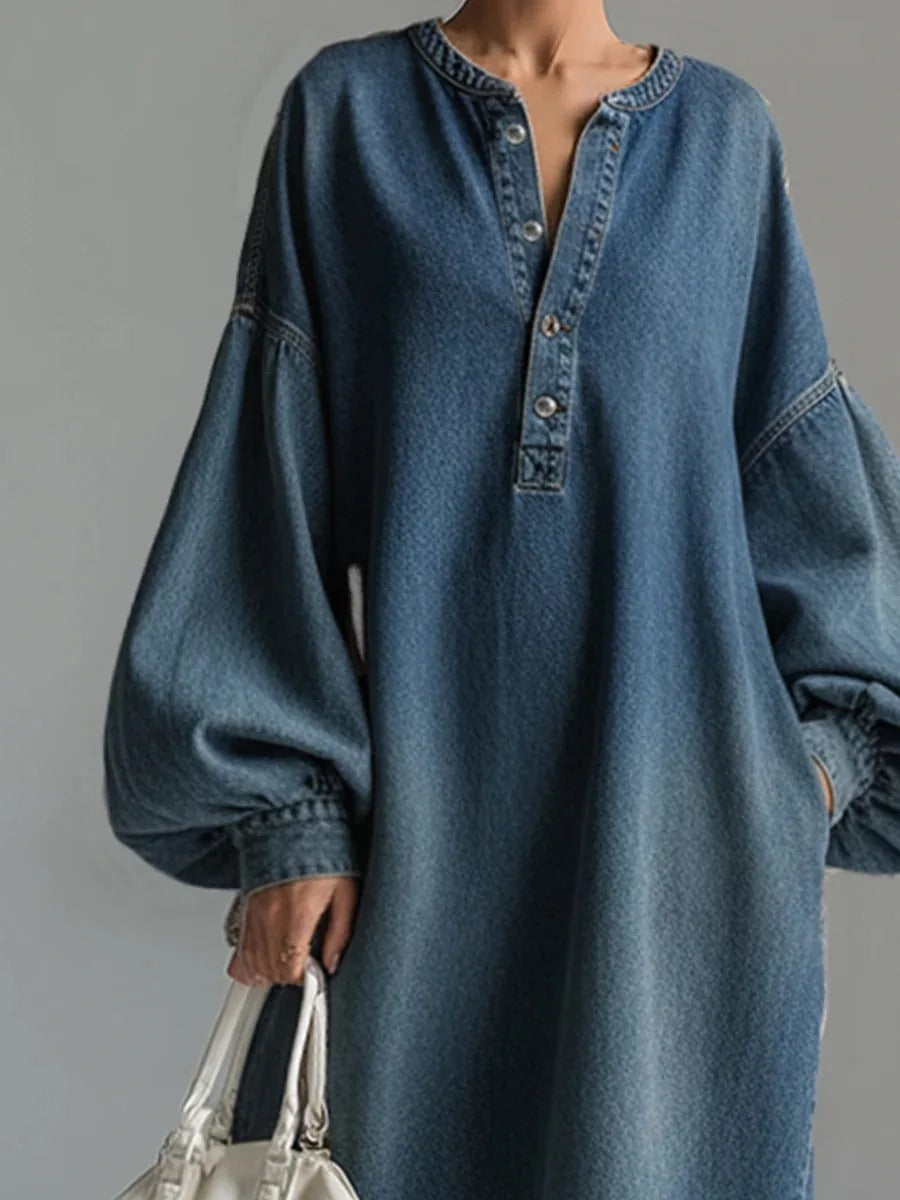 Candelaria | Abito lungo denim dalla linea morbida