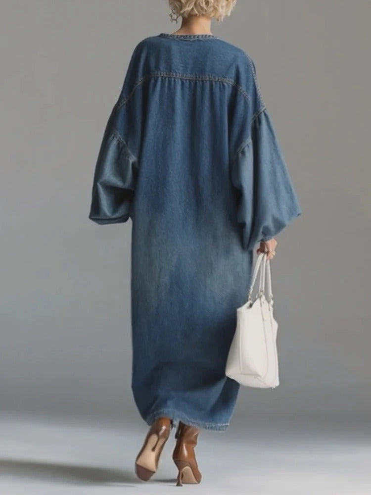 Candelaria | Abito lungo denim dalla linea morbida