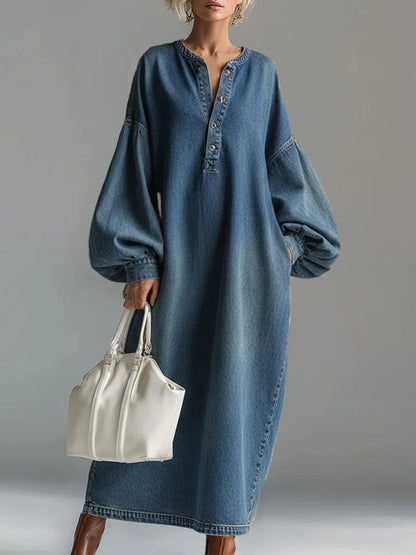 Candelaria | Abito lungo denim dalla linea morbida