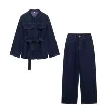 Coral | Completo denim due pezzi con cintura