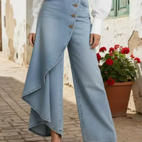 Marcella · Pantaloni palazzo denim asimmetrici — Colore Azzurro denim