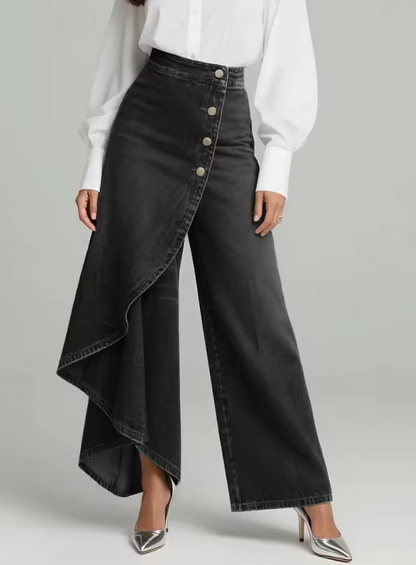 Marcella · Pantaloni palazzo denim asimmetrici