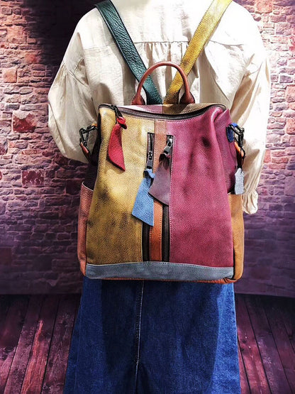 Livia zaino multicolore in pelle, dettaglio 1