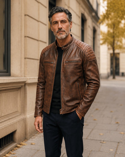Marcello · Giacca in Pelle Ruvida — NORTELLI
