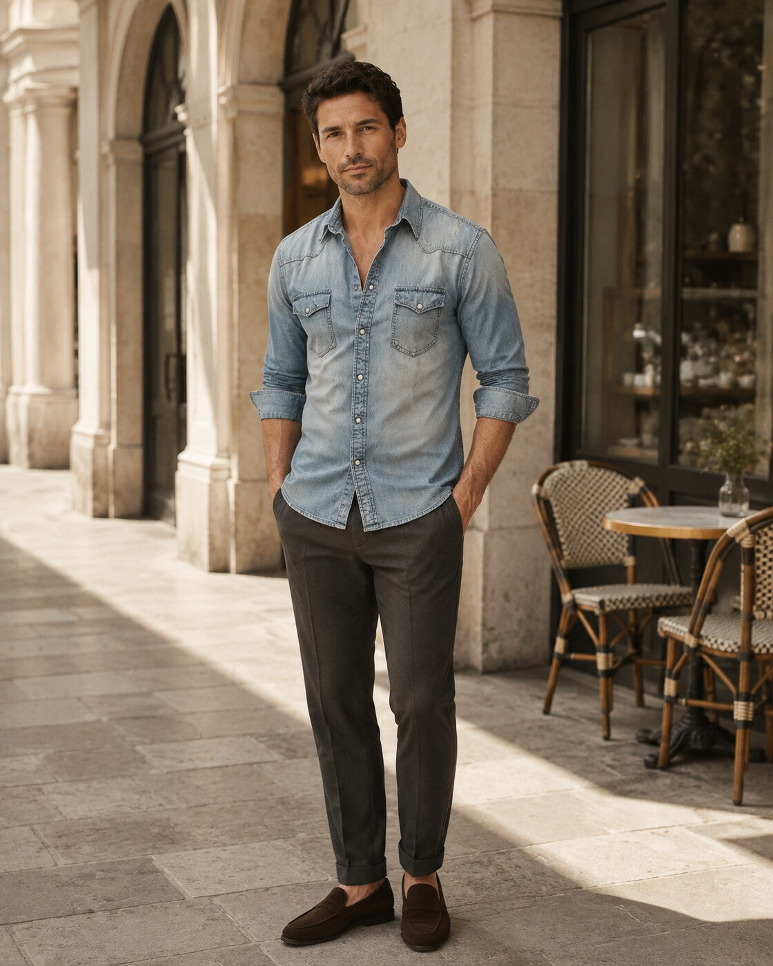 Marino · Elegante Camicia in Denim a Maniche Lunghe — NORTELLI
