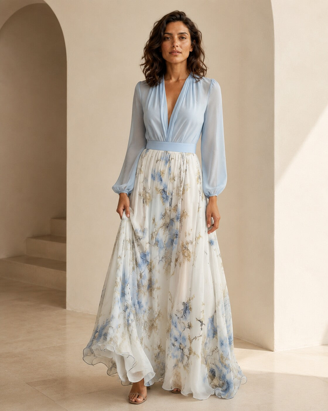 Tecla · Vestito lungo floreale e leggero — NORTELLI
