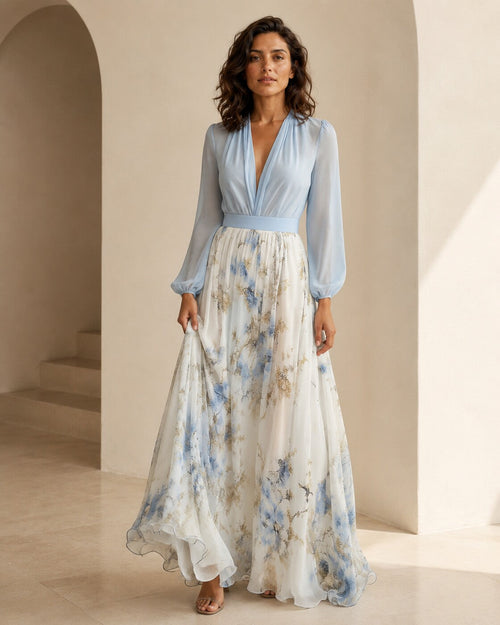 Tecla · Vestito lungo floreale e leggero — NORTELLI