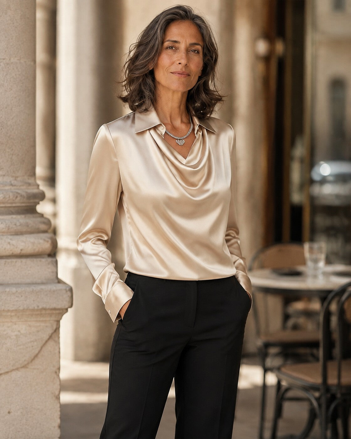 Zaira · Blusa di raso lussuosa — NORTELLI