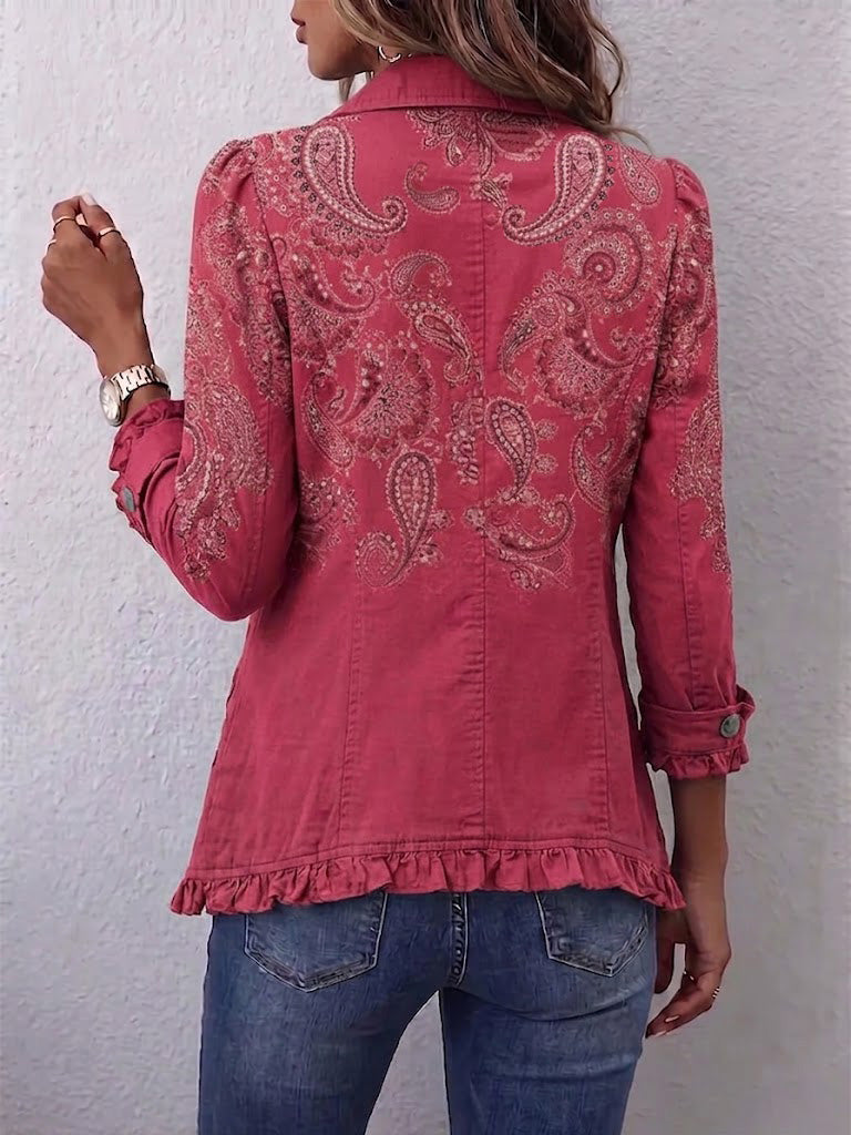 Adoración · Giacca cashmere rosa con volant
