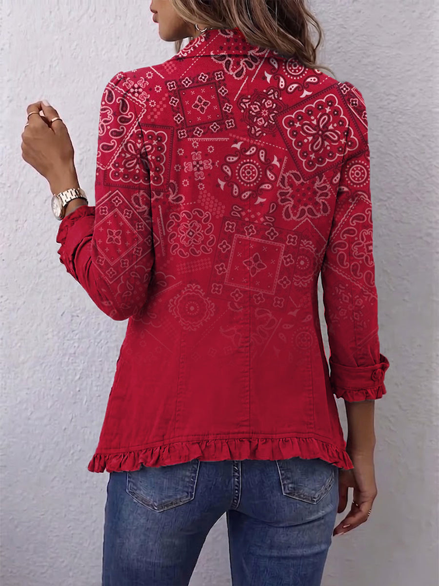 Clotilde · Giacca cashmere sfumato con volant