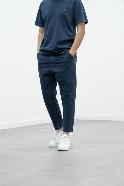 Evandro · Pantalone 7/8 Blu Navy — look total blu