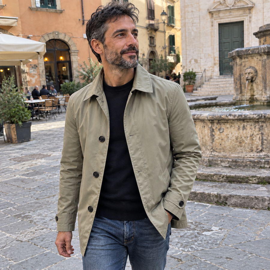 Foto del cliente per Amedeo · Trench urbano di media lunghezza