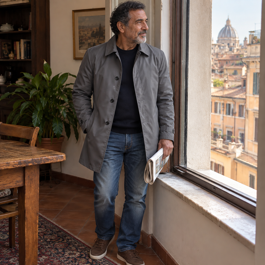 Foto del cliente per Amedeo · Trench urbano di media lunghezza