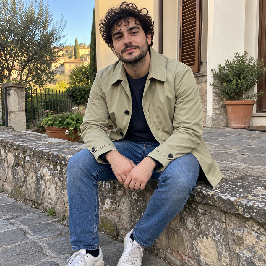 Foto del cliente per Amedeo · Trench urbano di media lunghezza