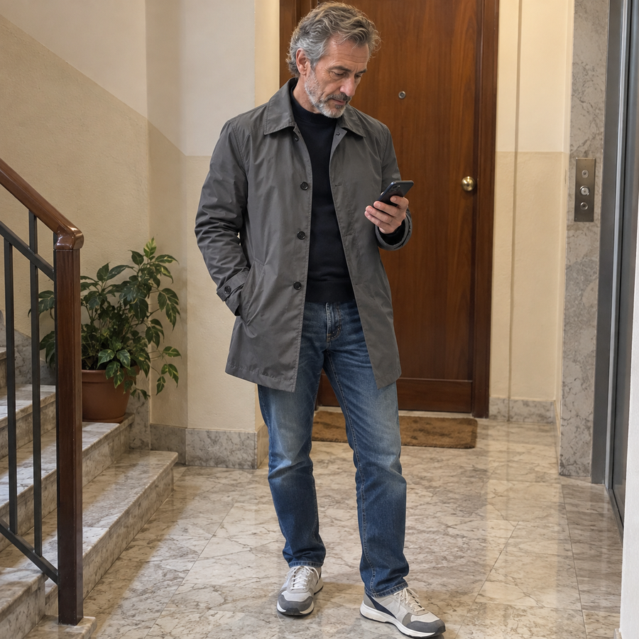 Foto del cliente per Amedeo · Trench urbano di media lunghezza