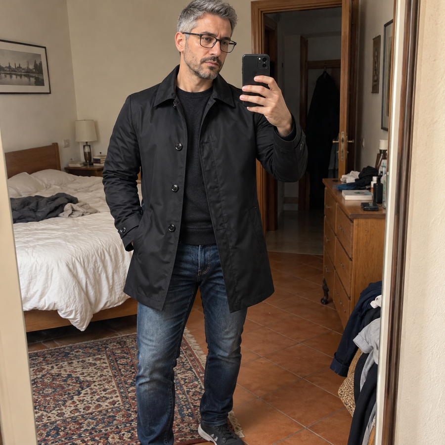 Foto del cliente per Amedeo · Trench urbano di media lunghezza