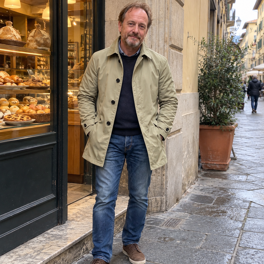 Foto del cliente per Amedeo · Trench urbano di media lunghezza