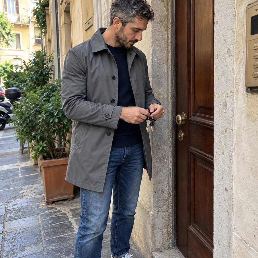 Foto del cliente per Amedeo · Trench urbano di media lunghezza