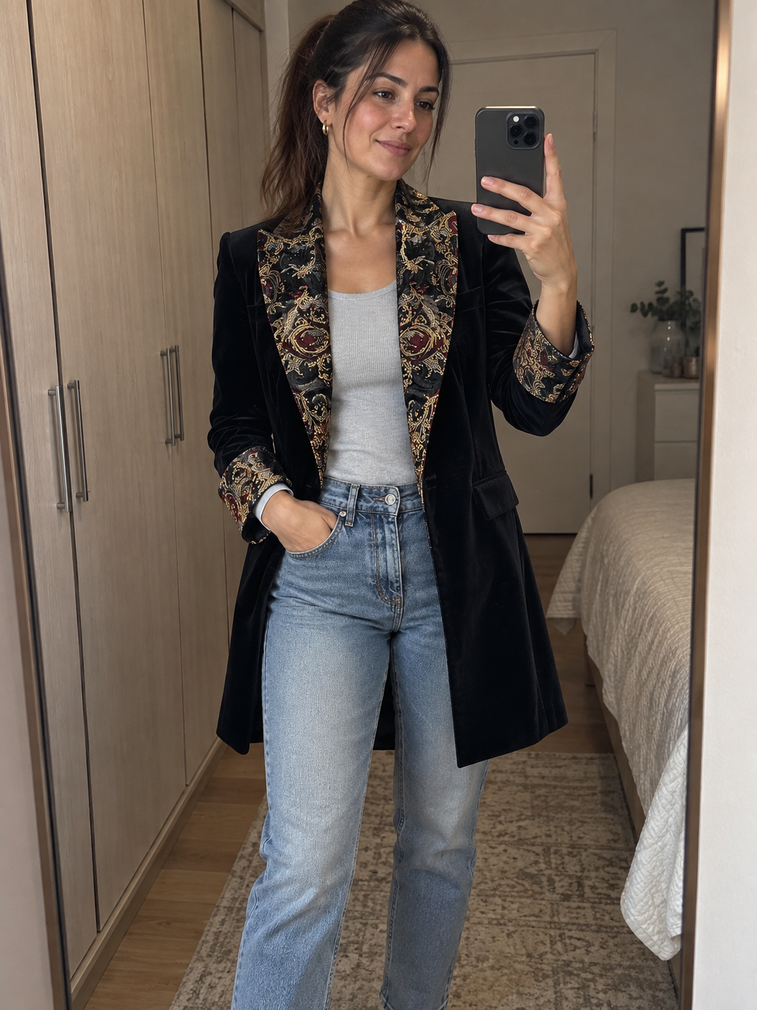 Vivia · Blazer nero barocco · foto cliente