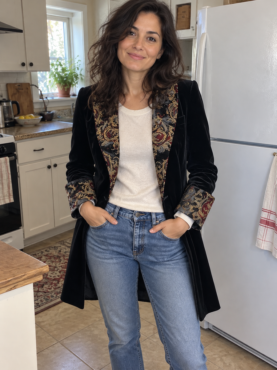 Foto · Vivia · Blazer nero barocco