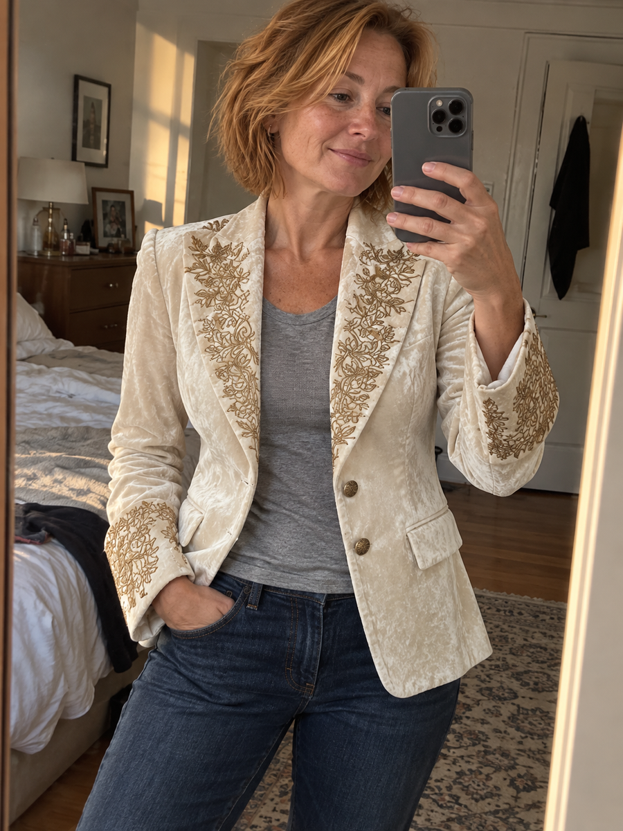 Foto · Evelina · Blazer avorio con dettagli dorati