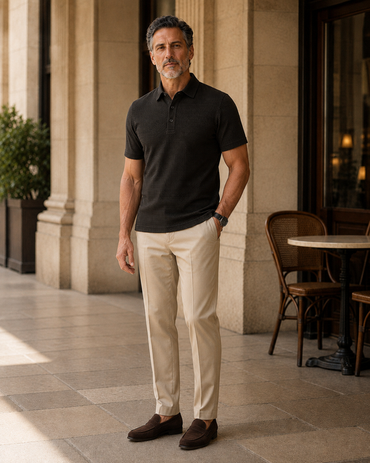 Capri · Polo da uomo in Nero Espresso — campagna VALTORENI