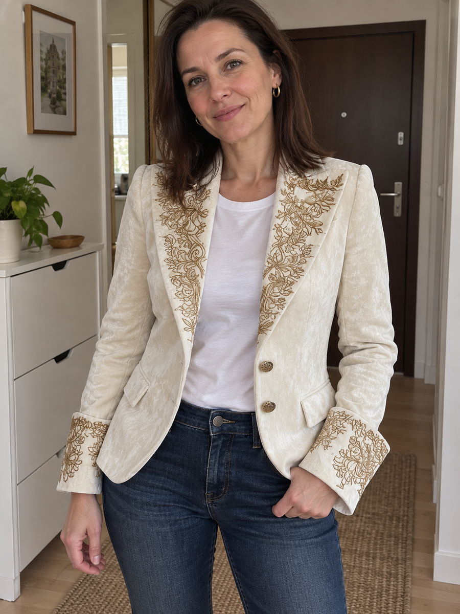Foto · Evelina · Blazer avorio con dettagli dorati