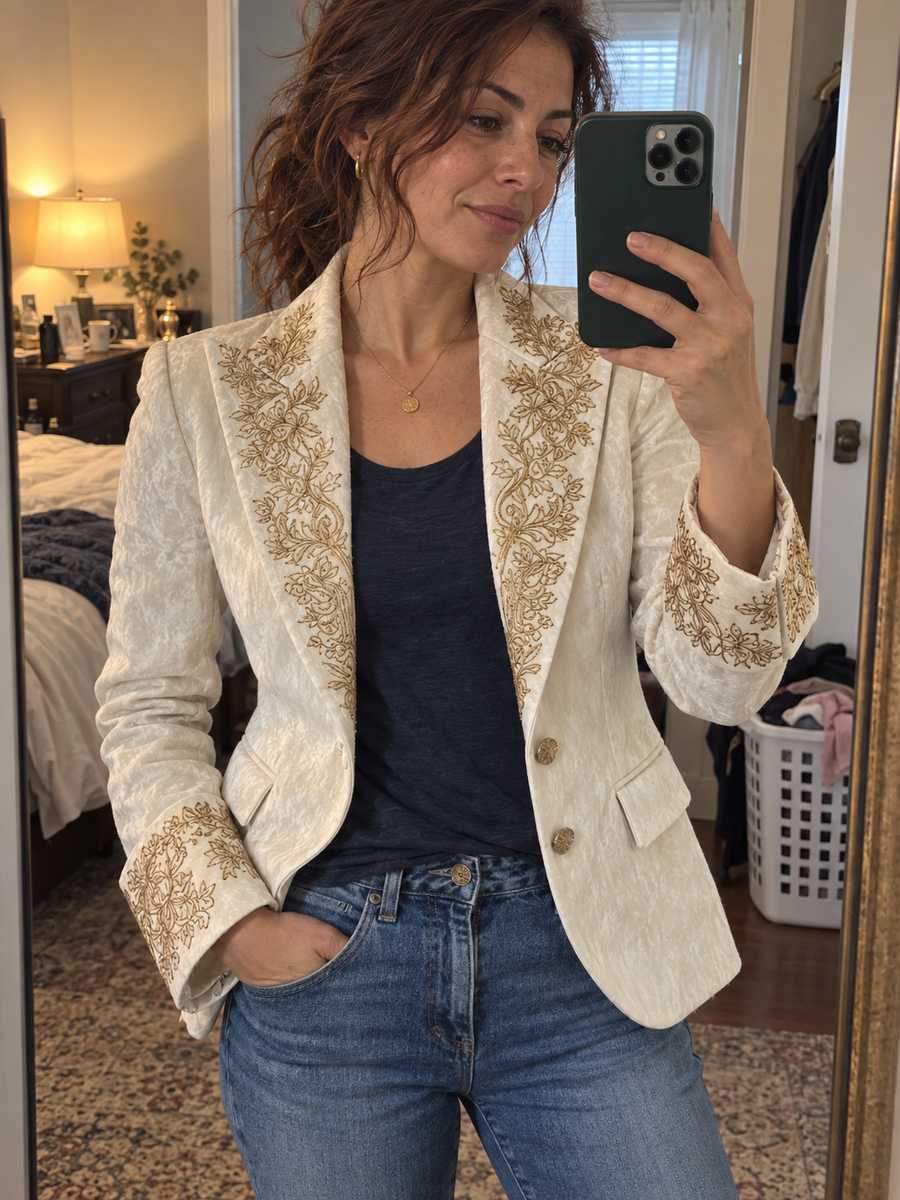 Foto · Evelina · Blazer avorio con dettagli dorati