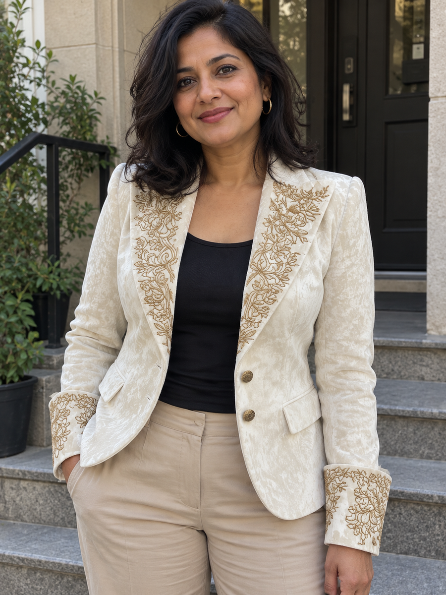 Foto · Evelina · Blazer avorio con dettagli dorati
