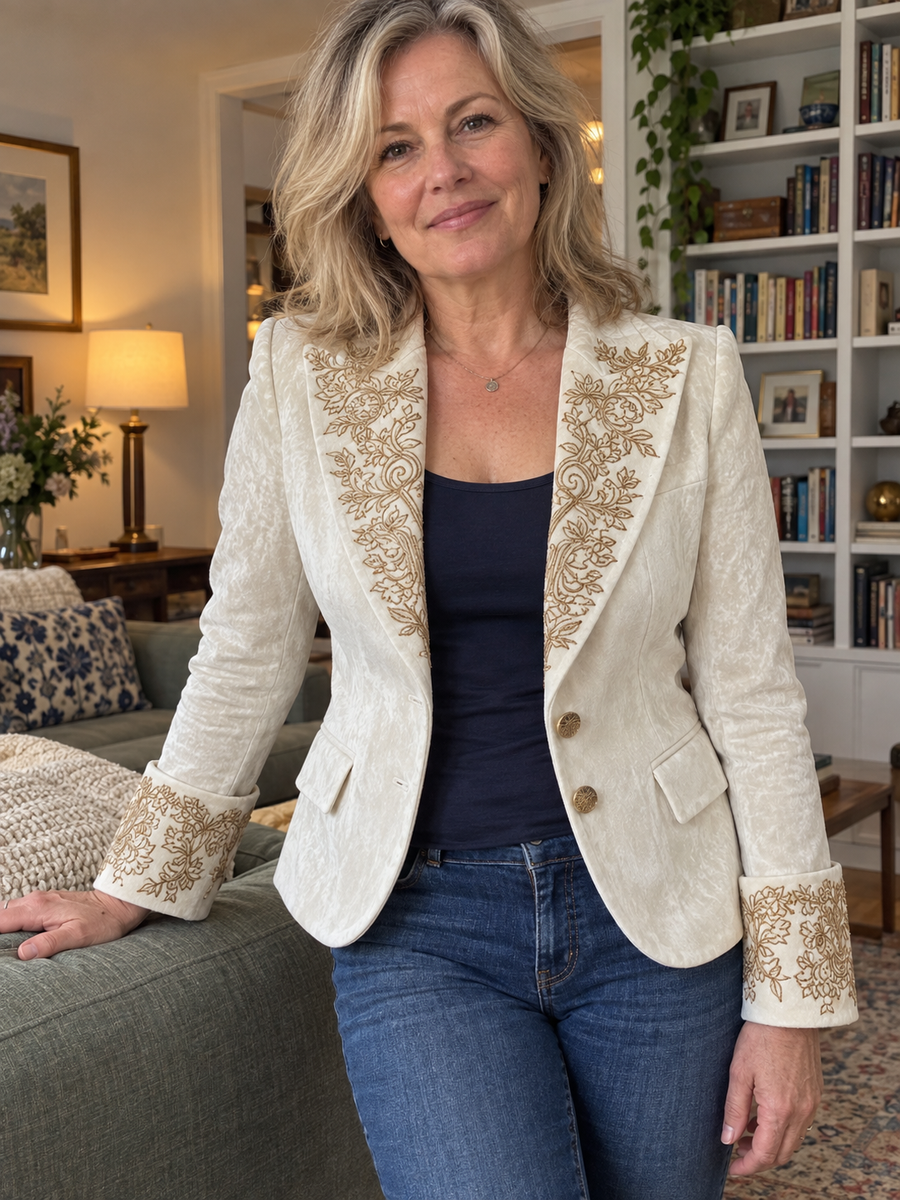Foto · Evelina · Blazer avorio con dettagli dorati