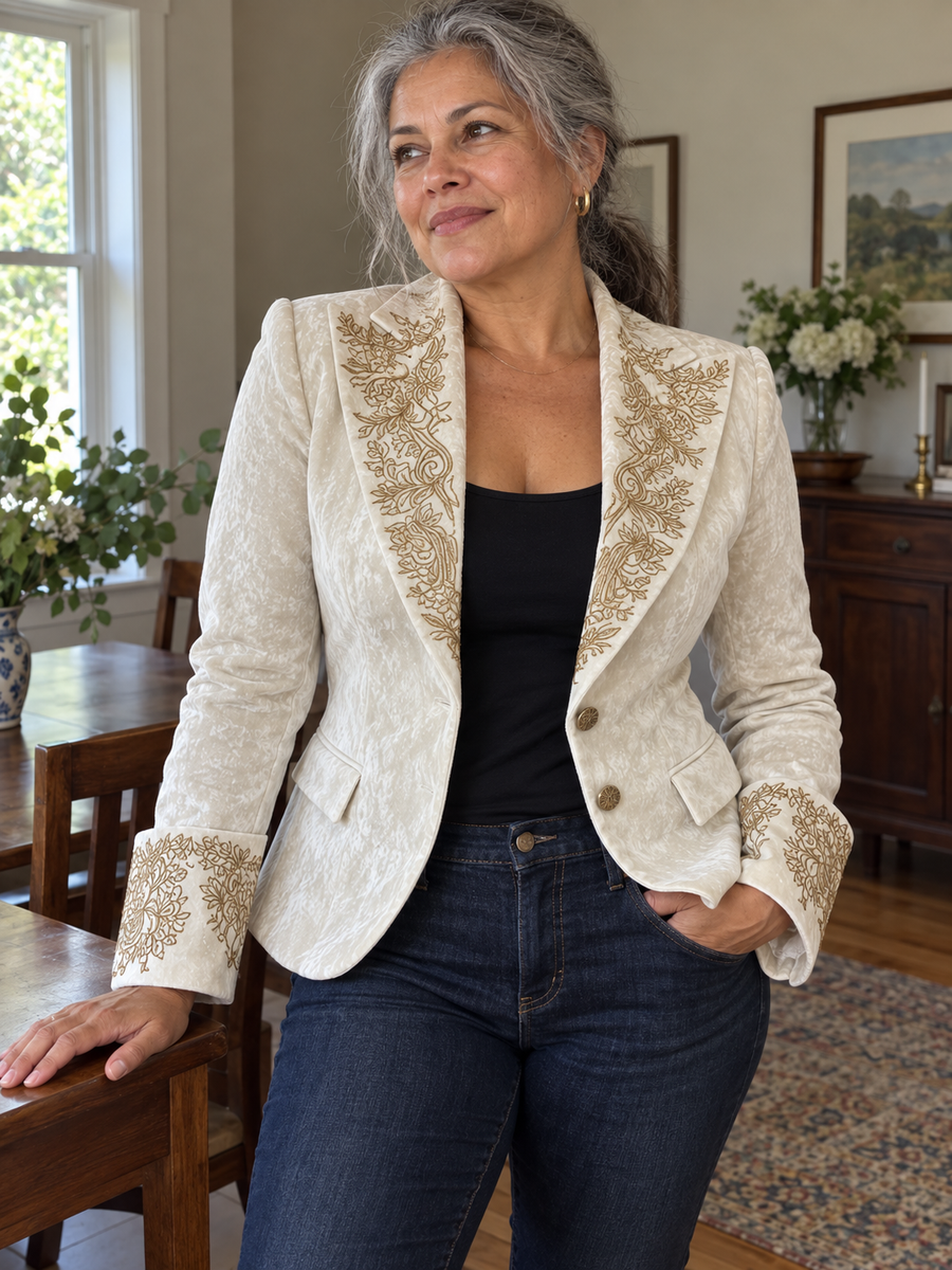 Foto · Evelina · Blazer avorio con dettagli dorati