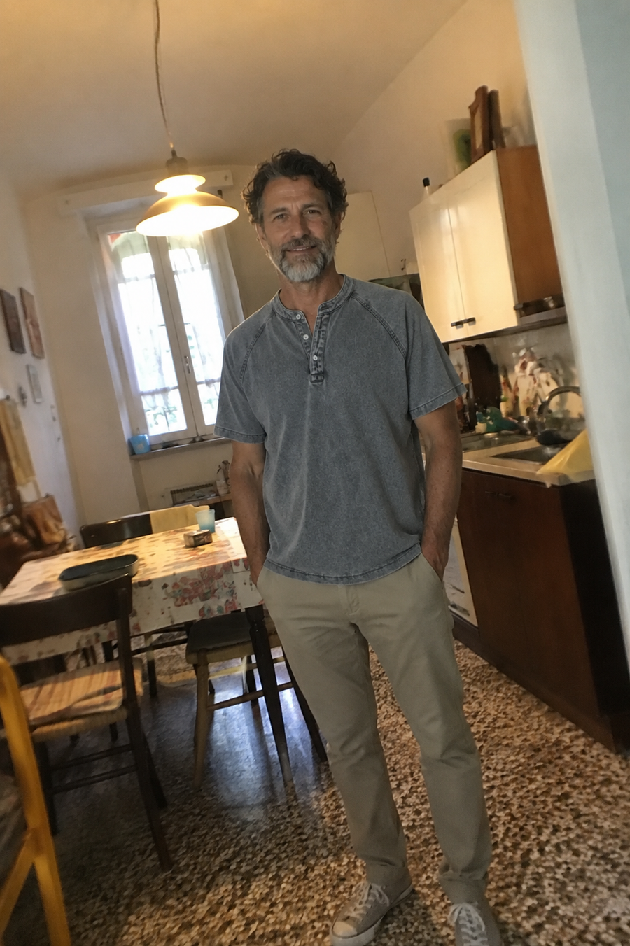 Maglia serafino Marino in cotone lavato