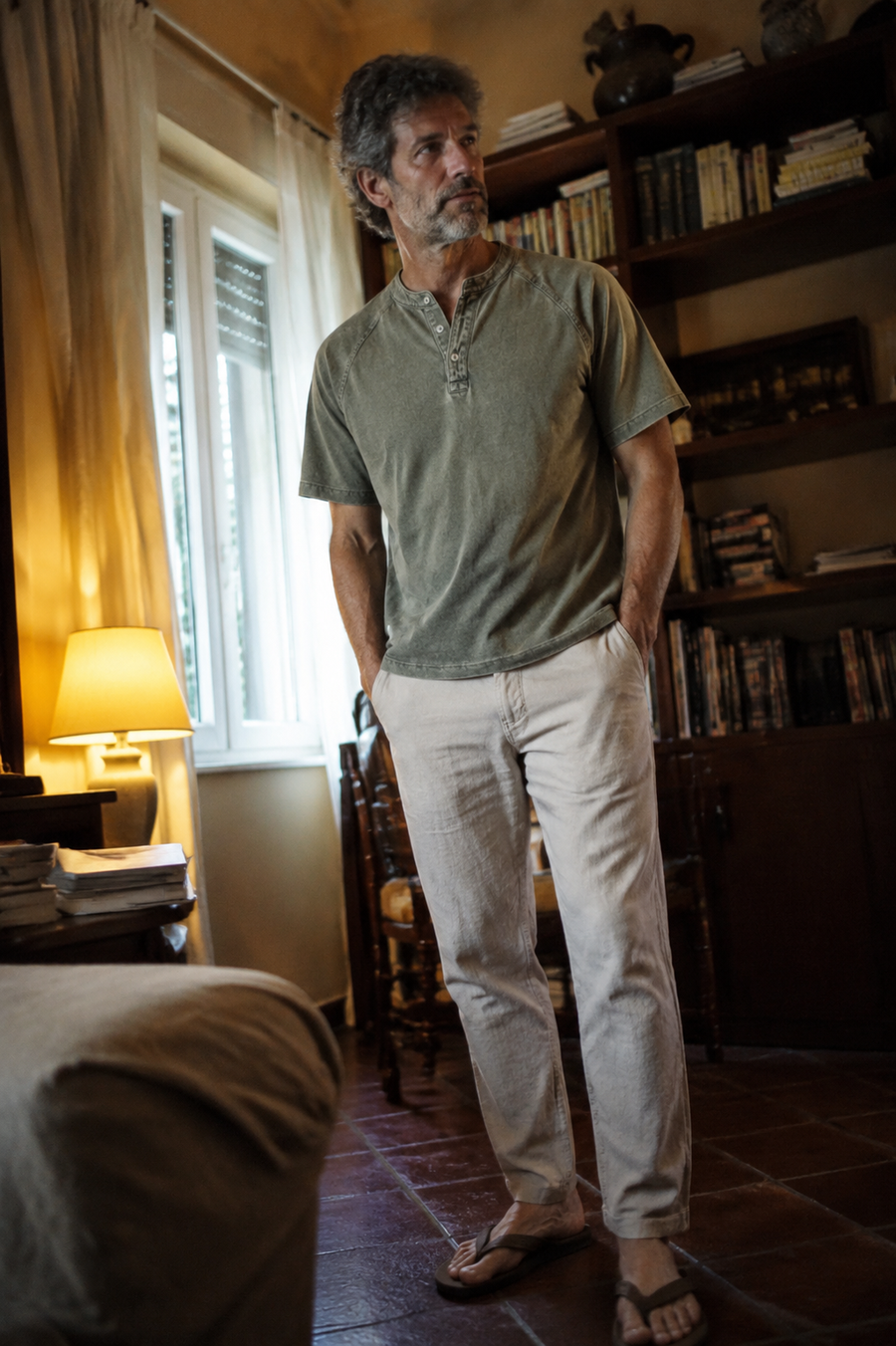 Maglia serafino Marino in cotone lavato