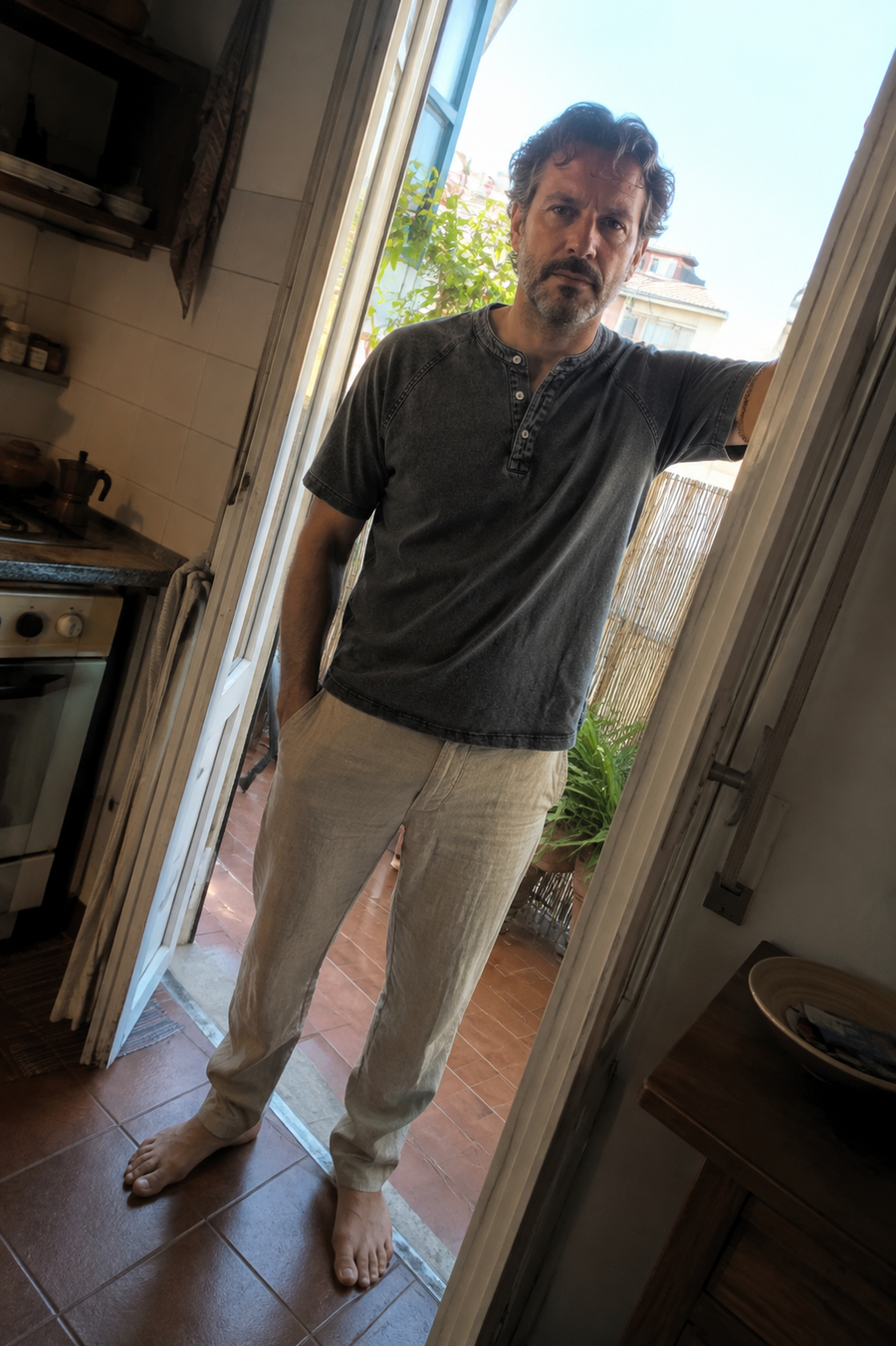 Maglia serafino Marino in cotone lavato