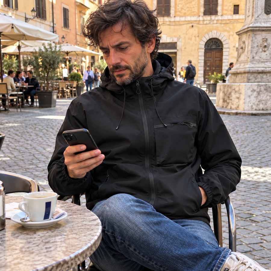 Foto del cliente per Vittore · Giacca idrorepellente con cappuccio