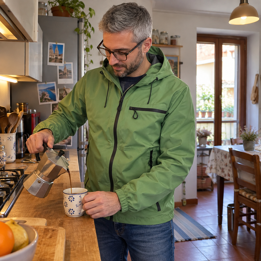 Foto del cliente per Vittore · Giacca idrorepellente con cappuccio