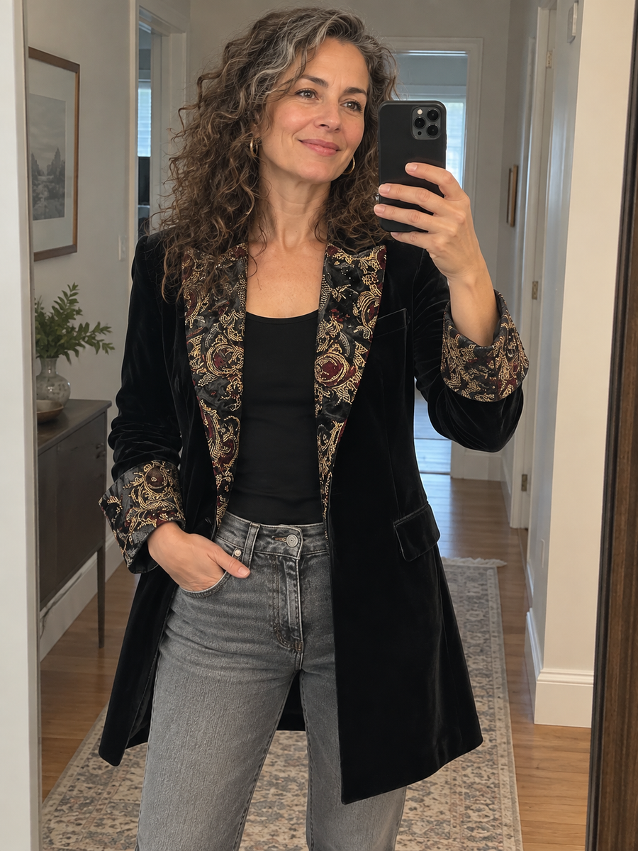 Foto · Vivia · Blazer nero barocco