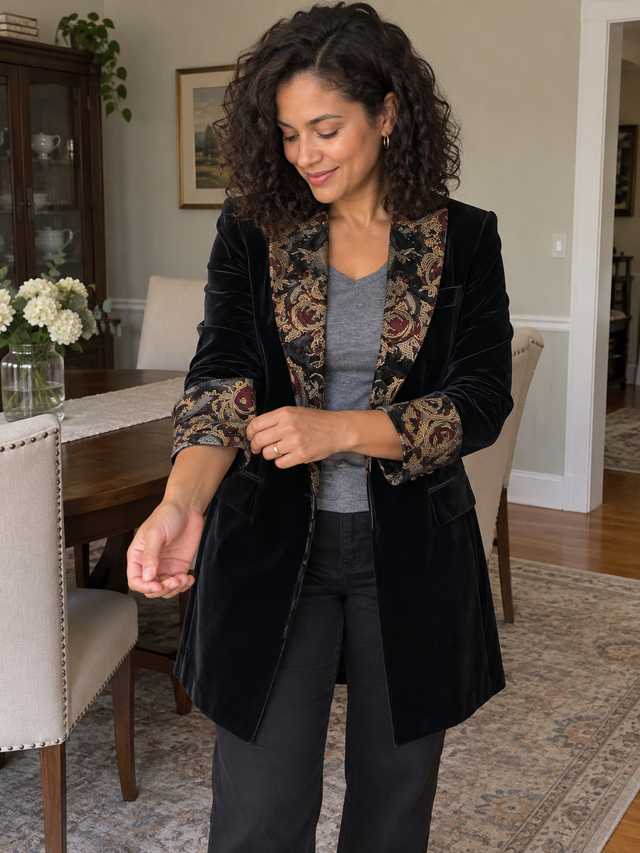 Foto · Vivia · Blazer nero barocco