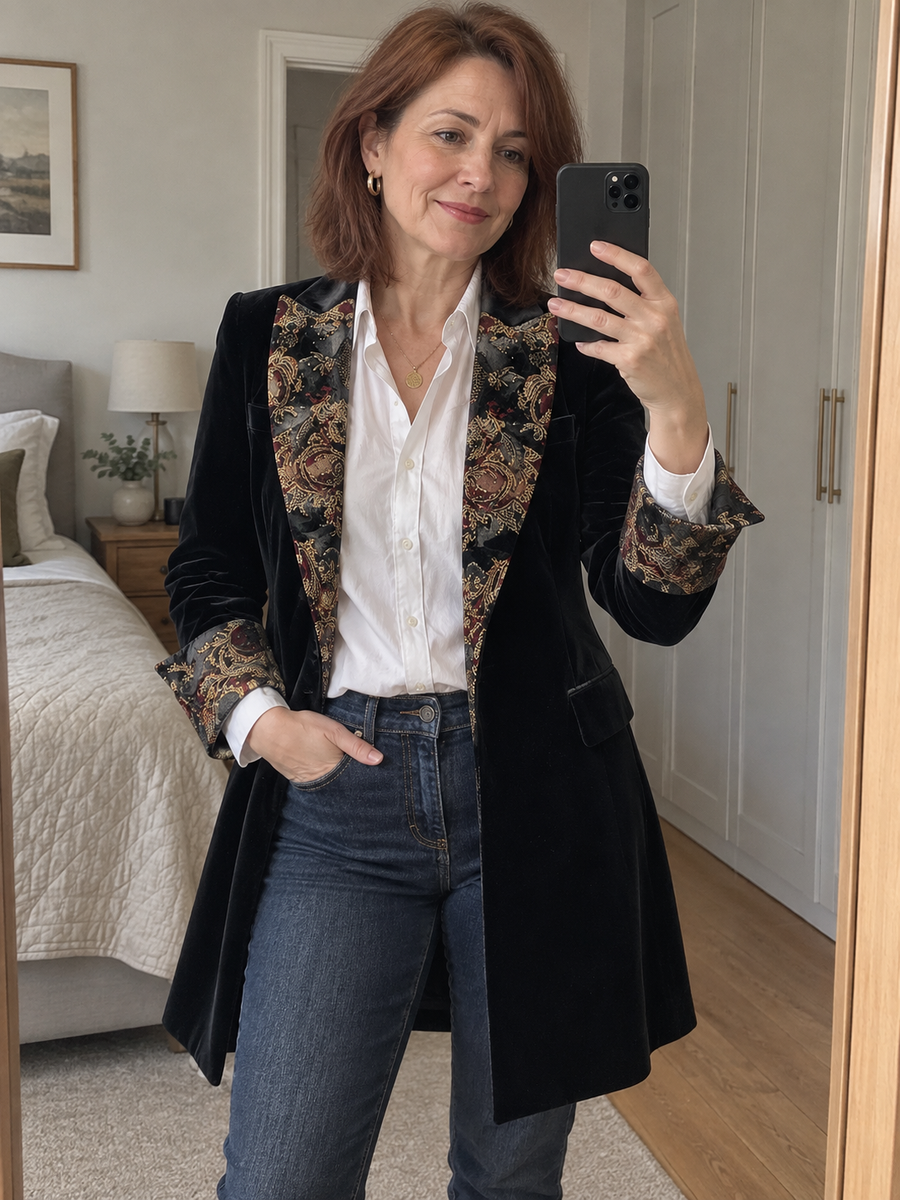 Foto · Vivia · Blazer nero barocco