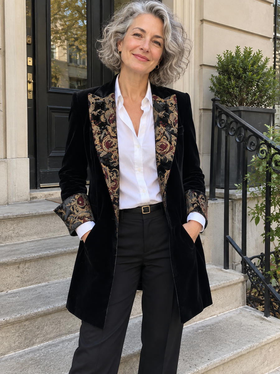 Foto · Vivia · Blazer nero barocco